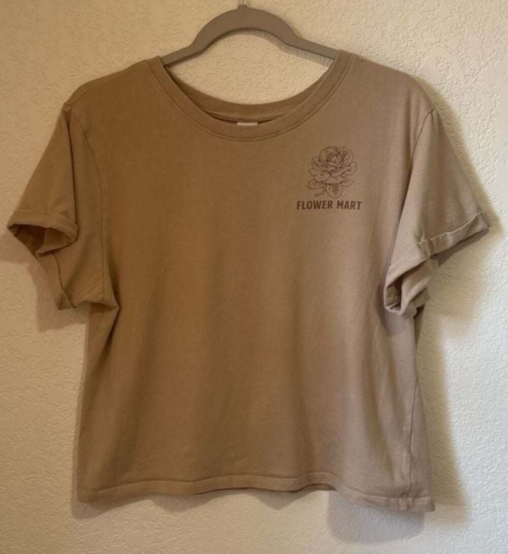 Vibe N' Los Angeles Flower Mart Crop Tee - Sand - L - 100% Cotton - Made in Indi